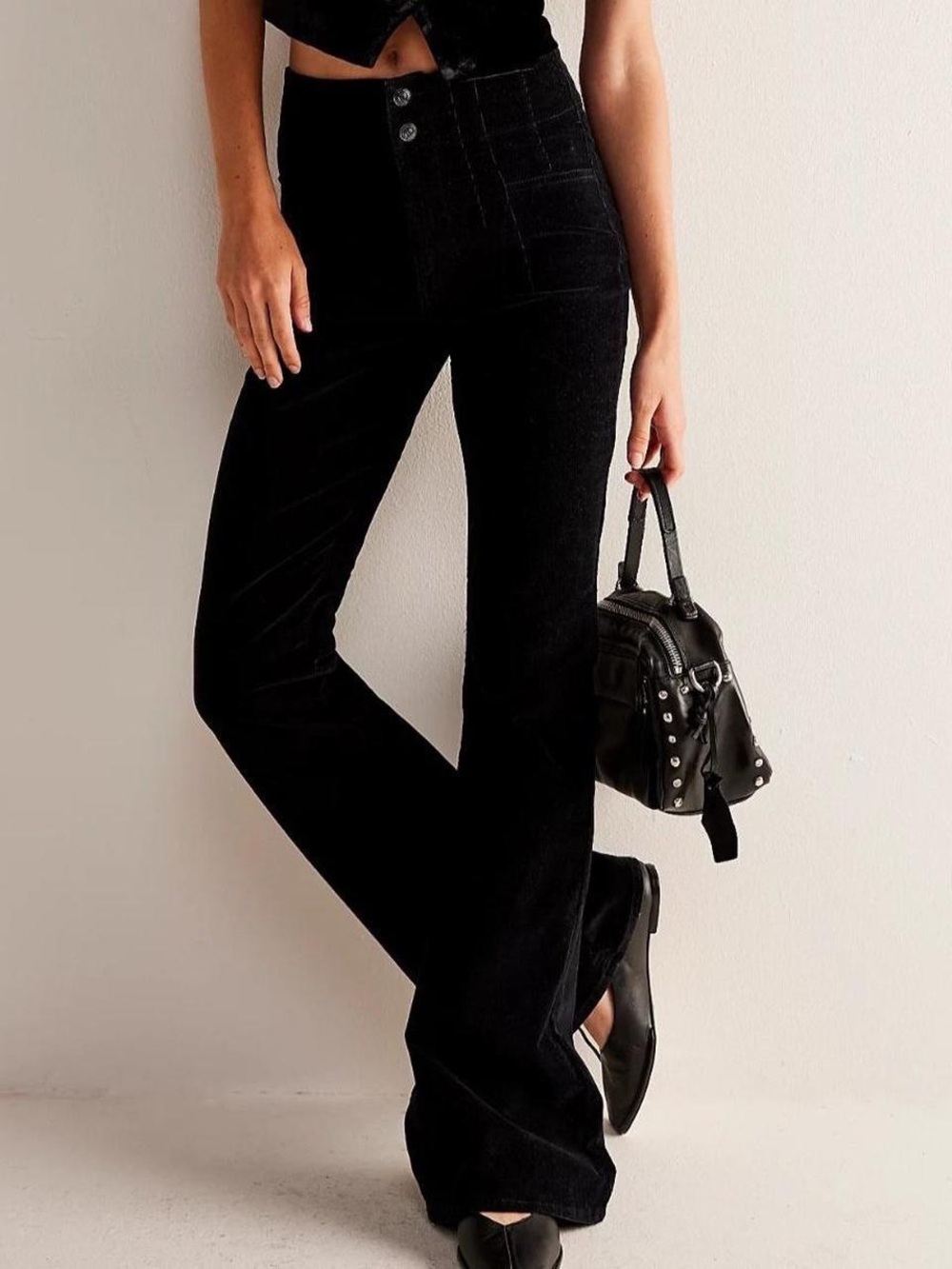 Free People We The Free Jayde Cord Flare Jeans in Black